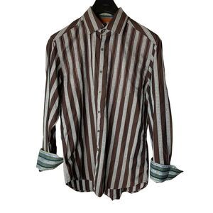 Robert Graham 100% cotton flip cuff button down shirt men's size medium